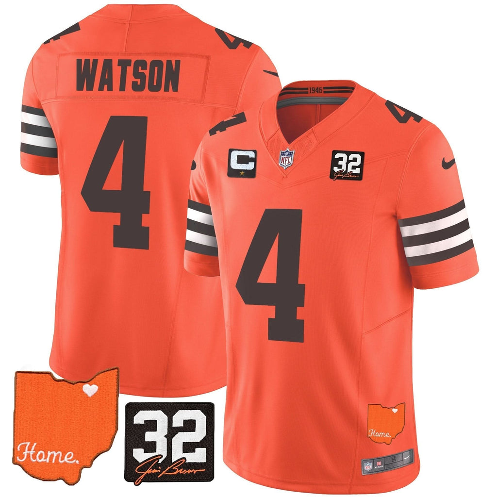 CLE #32 Jim Brown Memorial & Home Patch Vapor Limited Jersey