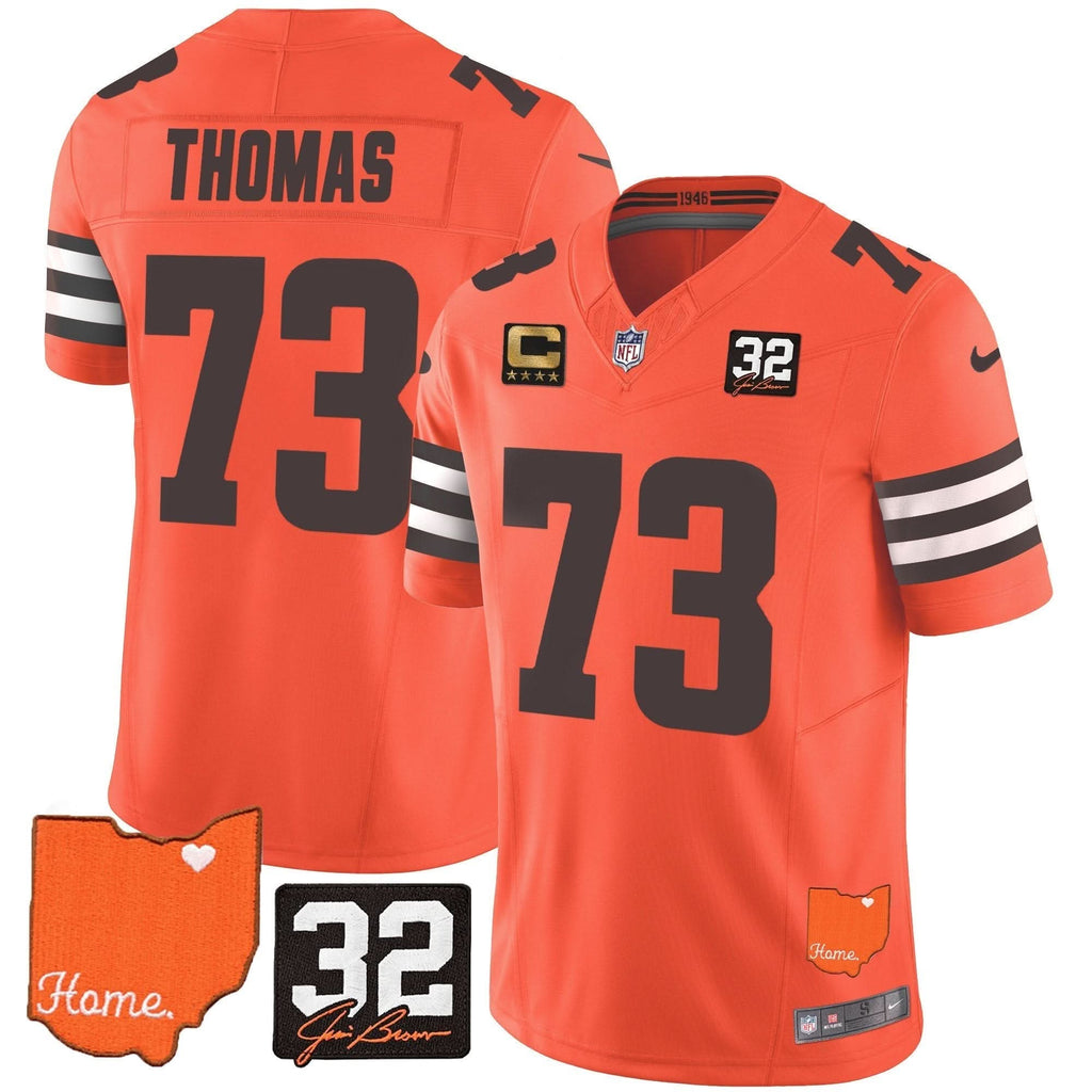CLE #32 Jim Brown Memorial & Home Patch Vapor Limited Jersey
