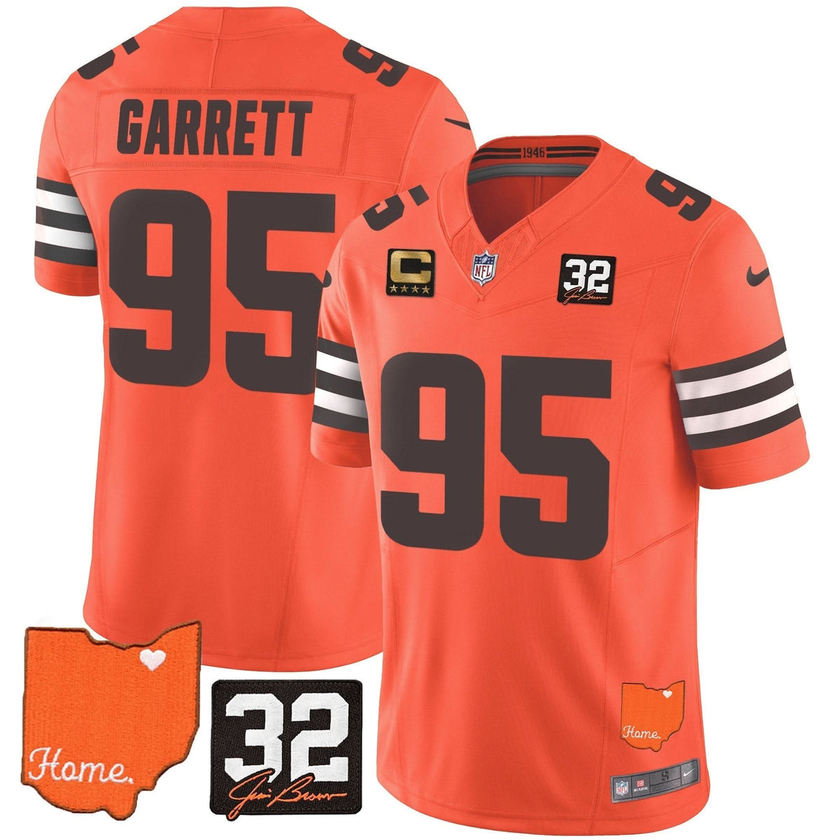 CLE #32 Jim Brown Memorial & Home Patch Vapor Limited Jersey