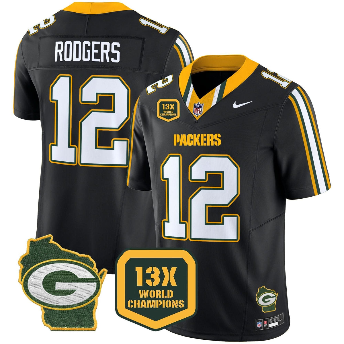 GB 13 Time World Champions & Home Patch Vapor Limited Jersey
