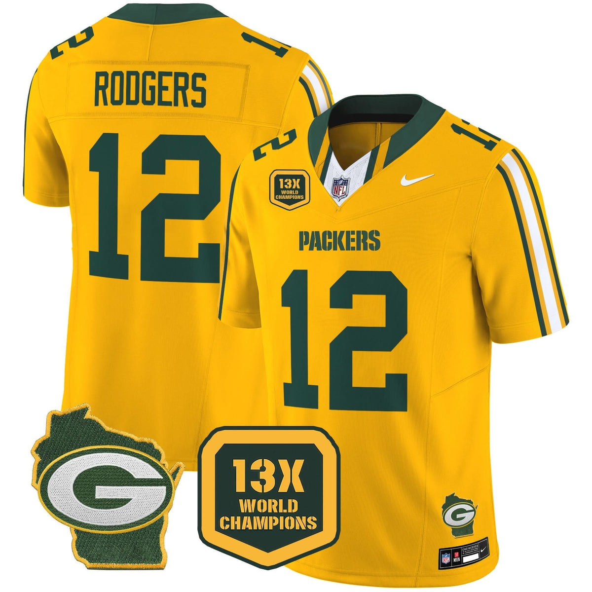 GB 13 Time World Champions & Home Patch Vapor Limited Jersey