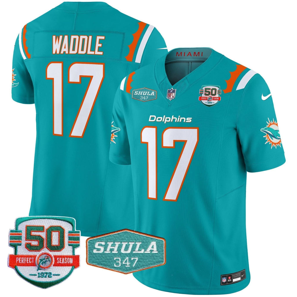 MIA 50th & Don Shula 347 Memorial Patch Vapor Limited Jersey