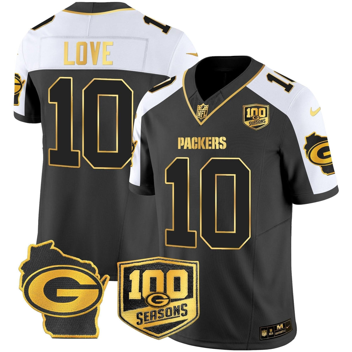 GB 100th Season & Home Patch Gold Vapor Limited Jersey