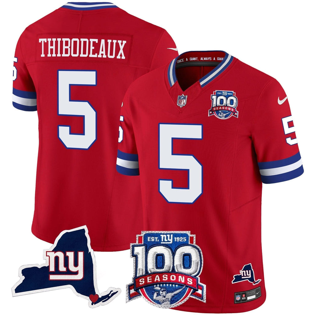 NYG 100th Season & State Patch Vapor Limited Jersey