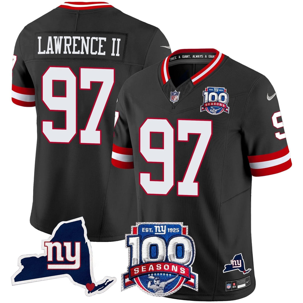NYG 100th Season & State Patch Vapor Limited Jersey
