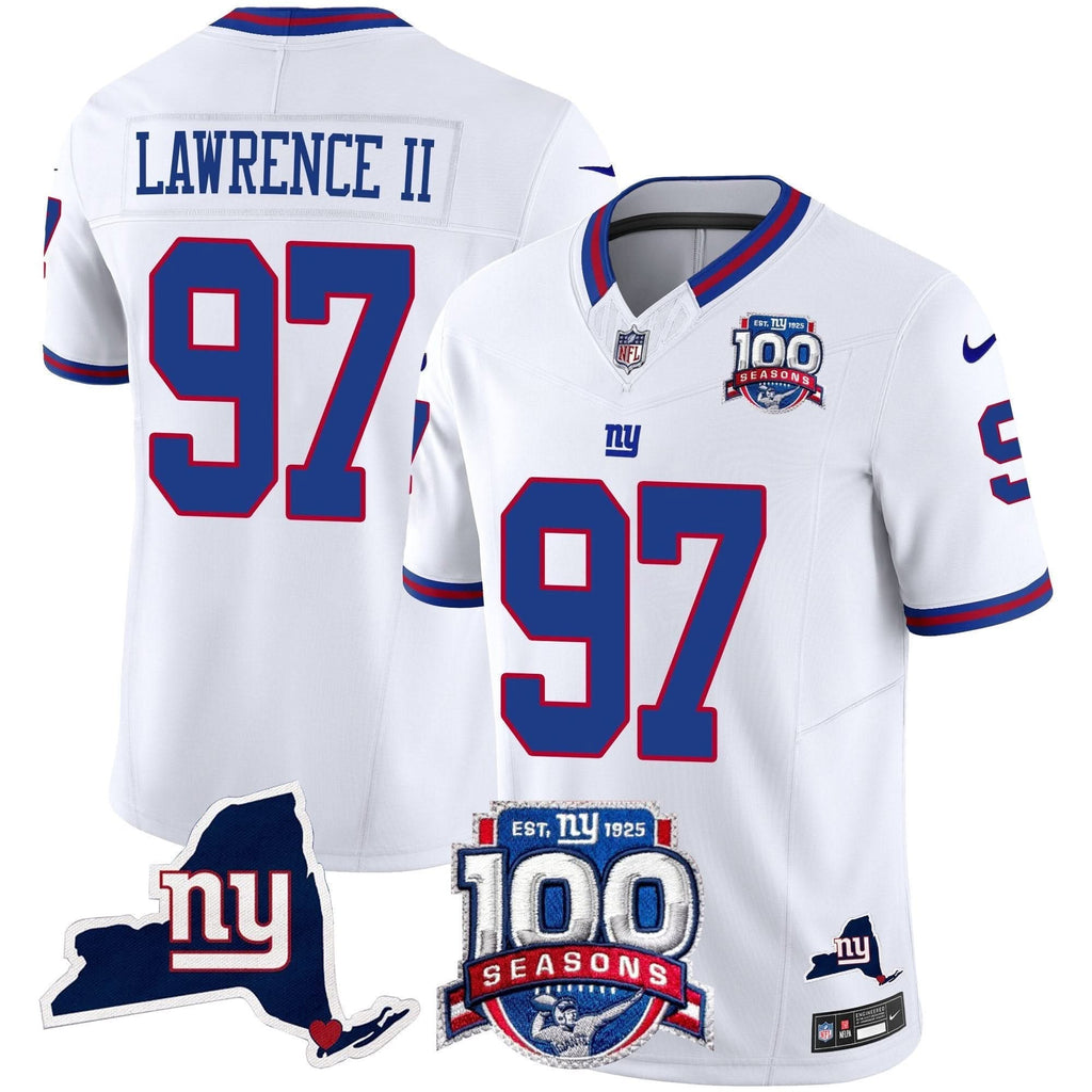 NYG 100th Season & State Patch Vapor Limited Jersey