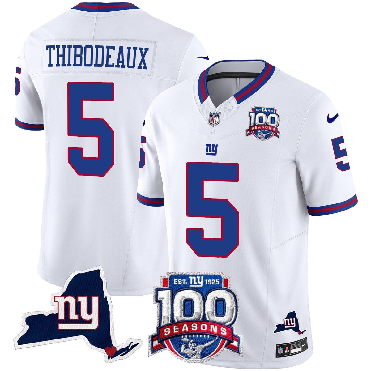 NYG 100th Season & State Patch Vapor Limited Jersey