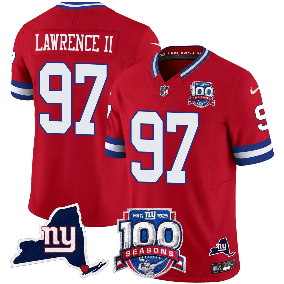 NYG 100th Season & State Patch Vapor Limited Jersey