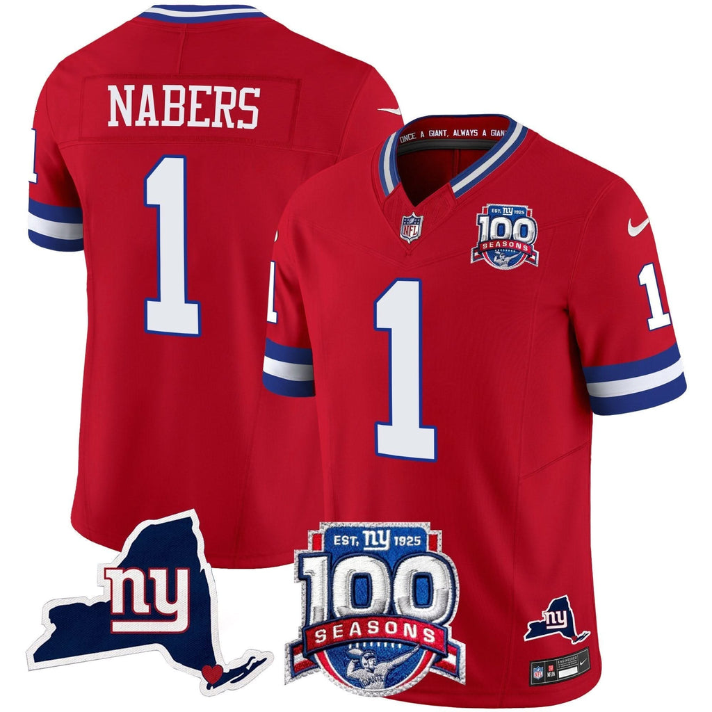 NYG 100th Season & State Patch Vapor Limited Jersey