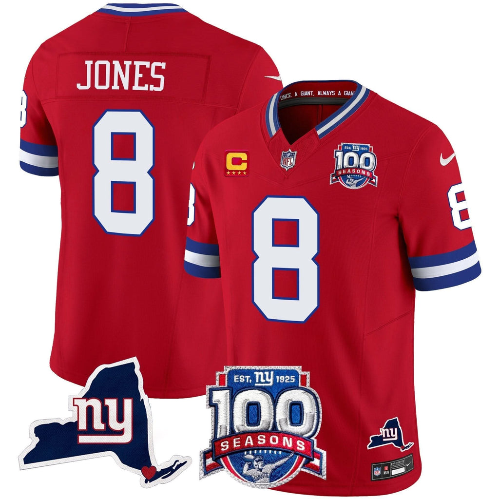 NYG 100th Season & State Patch Vapor Limited Jersey
