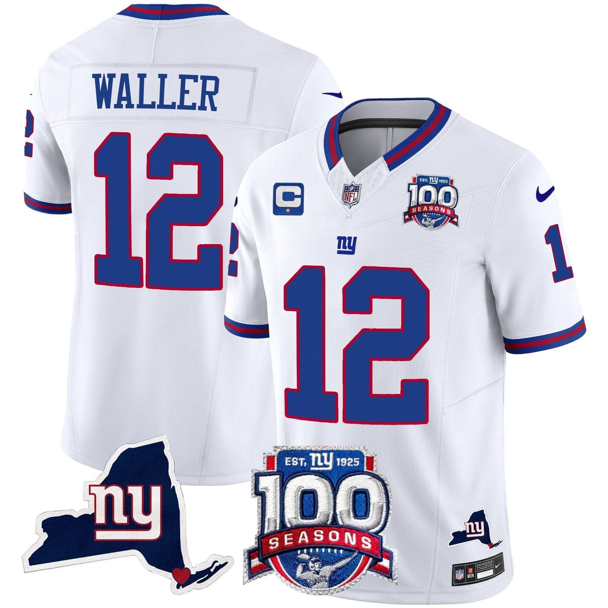 NYG 100th Season & State Patch Vapor Limited Jersey
