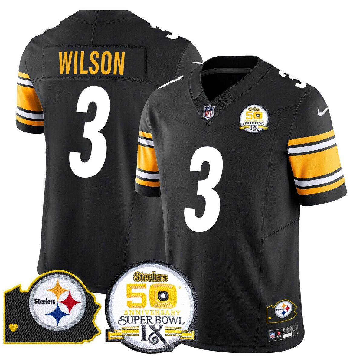 PIT 50th Anniversary Of Super Bowl IX & Map Patch Vapor Limited Jersey