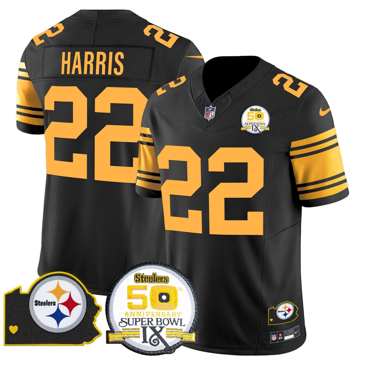 PIT 50th Anniversary Of Super Bowl IX & Map Patch Vapor Limited Jersey