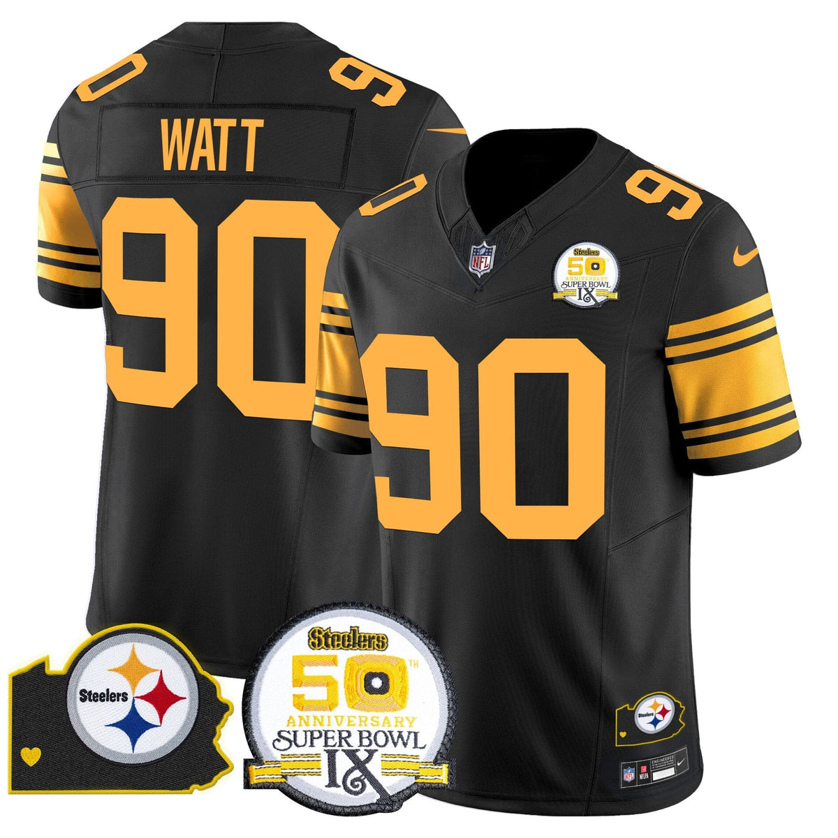 PIT 50th Anniversary Of Super Bowl IX & Map Patch Vapor Limited Jersey