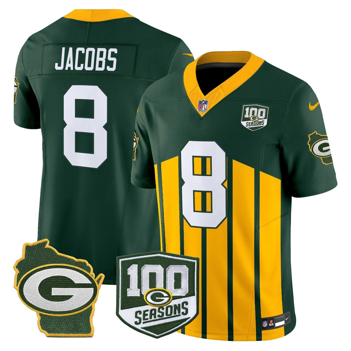 GB 100th Season & Home Patch Vapor Limited Jersey