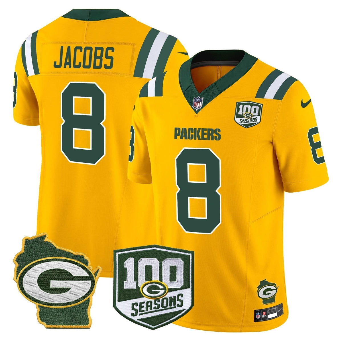GB 100th Season & Home Patch Vapor Limited Jersey