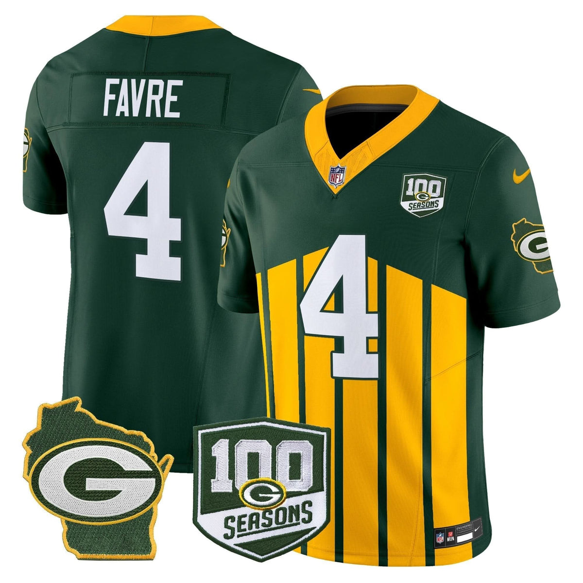 GB 100th Season & Home Patch Vapor Limited Jersey
