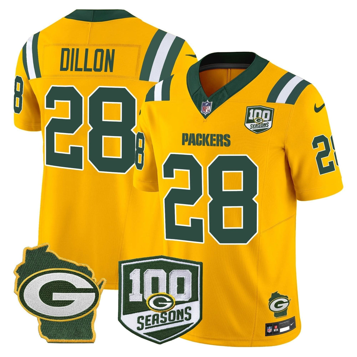 GB 100th Season & Home Patch Vapor Limited Jersey