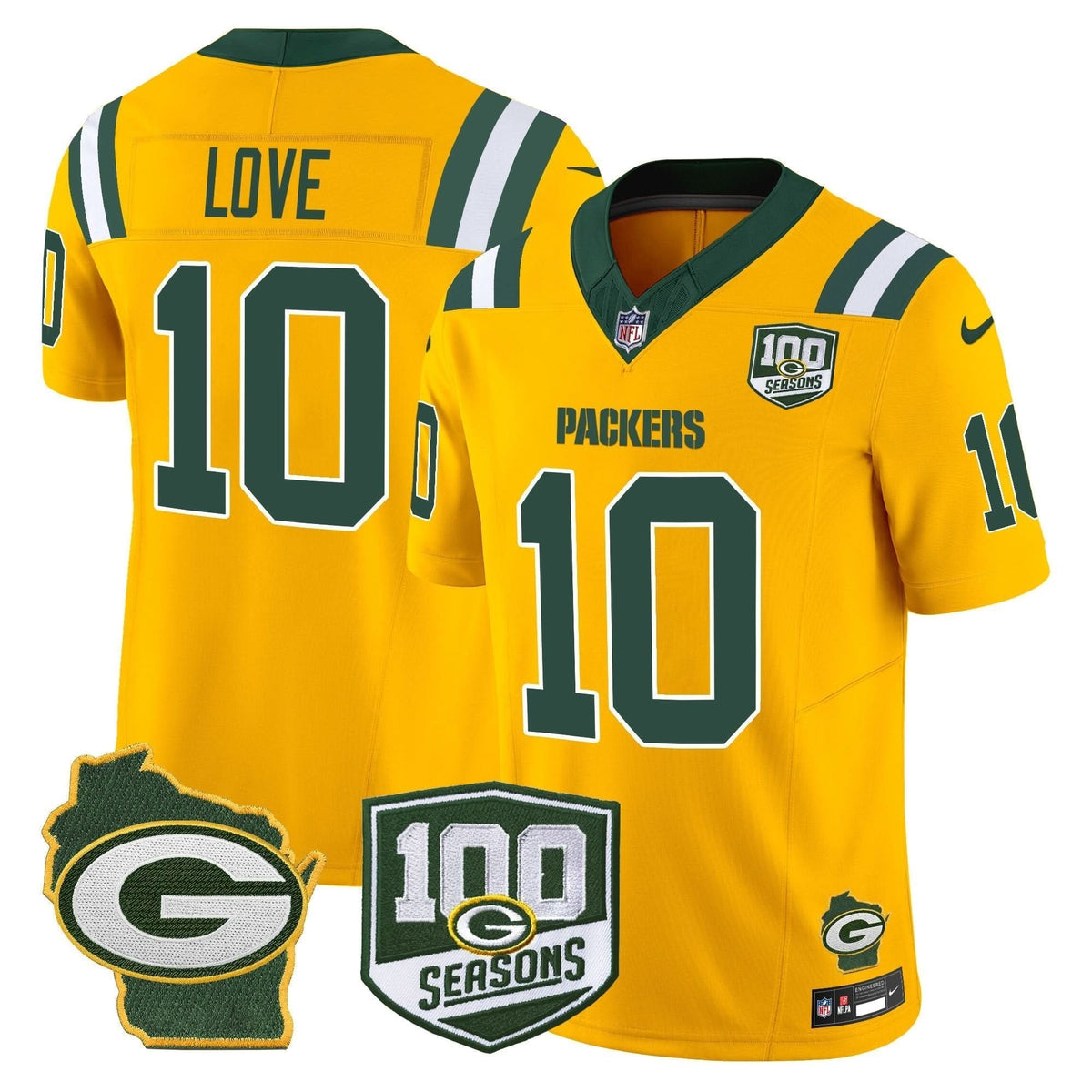 GB 100th Season & Home Patch Vapor Limited Jersey