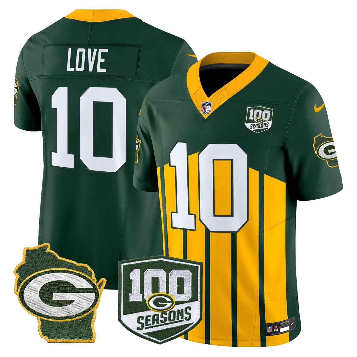 GB 100th Season & Home Patch Vapor Limited Jersey