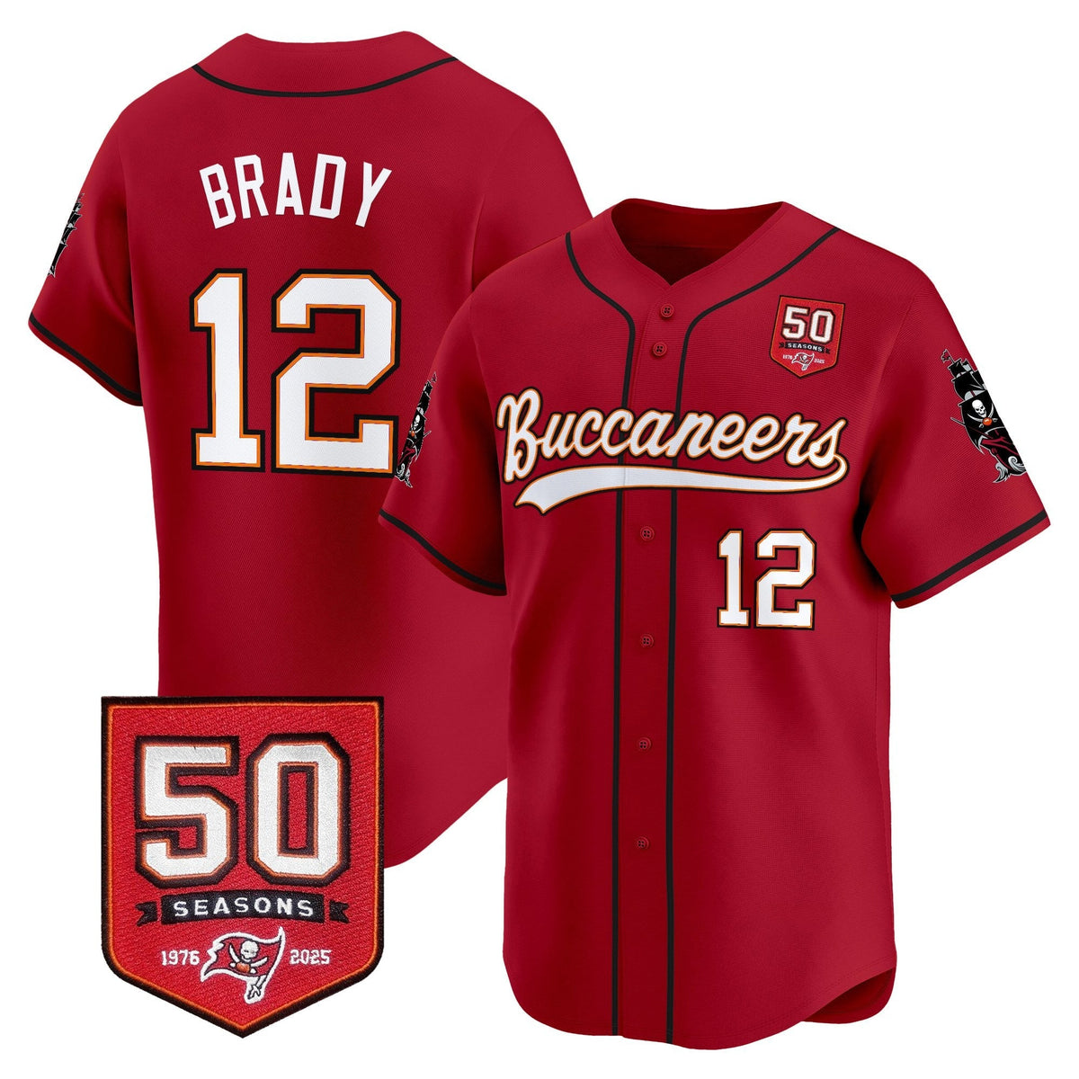 TB 50th Season Patch Vapor Baseball Jersey - All Stitched