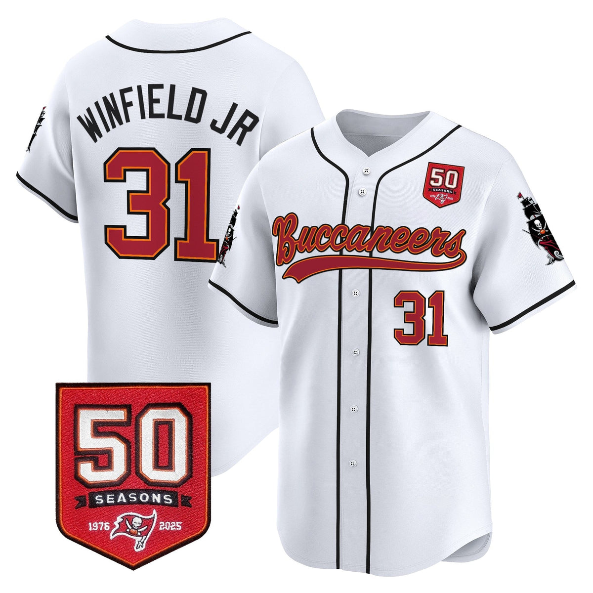 TB 50th Season Patch Vapor Baseball Jersey - All Stitched
