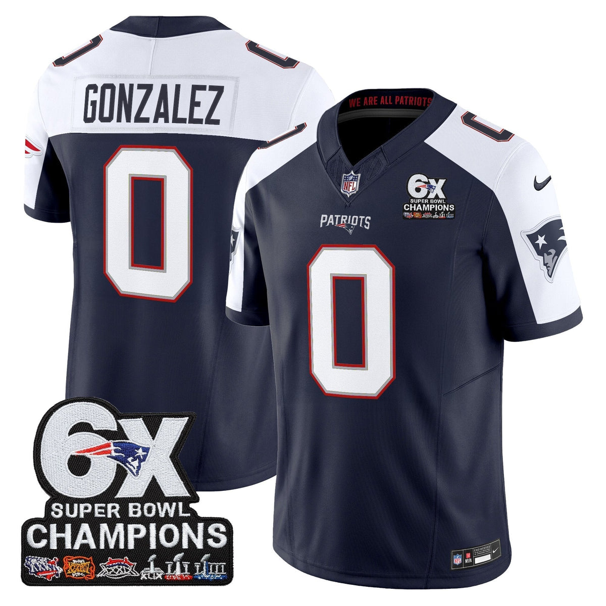NE 6-Time Champions Patch Vapor Limited Jersey