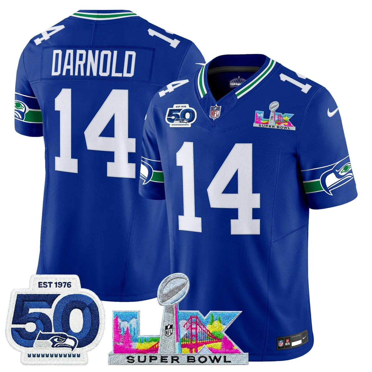 SEA "Super Bowl LX & 50th Patch" Vapor Limited Jersey
