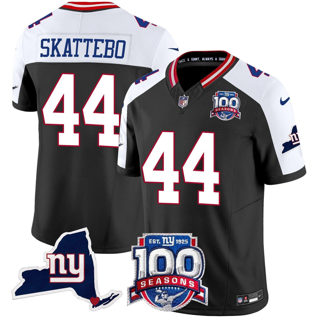 NYG 100th Season & State Patch Vapor Limited Jersey