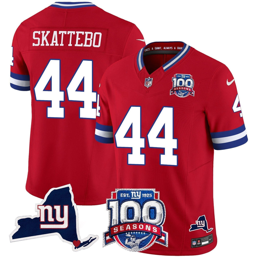 NYG 100th Season & State Patch Vapor Limited Jersey