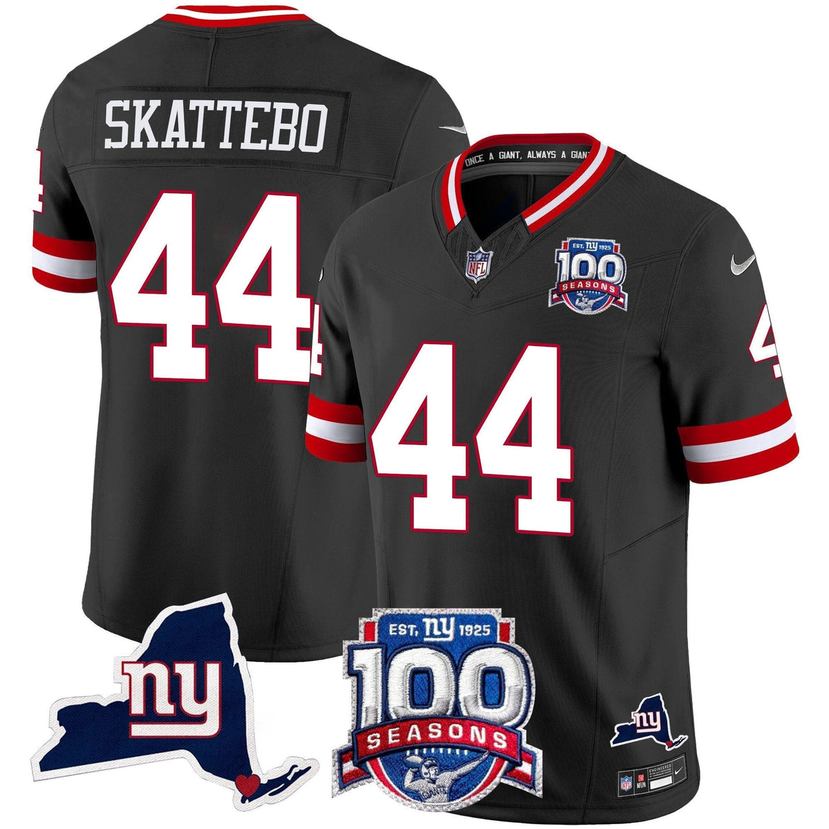 NYG 100th Season & State Patch Vapor Limited Jersey