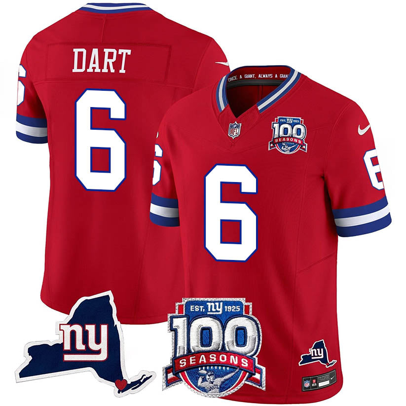 NYG 100th Season & State Patch Vapor Limited Jersey