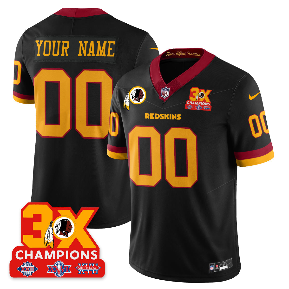 WAS 3-Time Champions Patch Vapor Limited Throwback Jersey