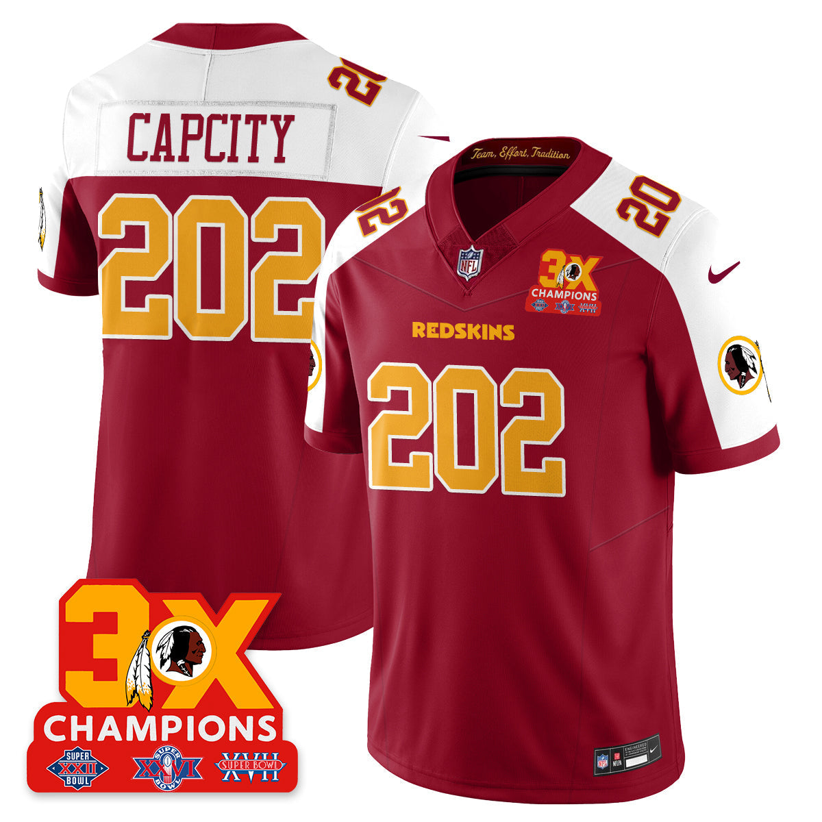 WAS 3-Time Champions Patch Vapor Limited Throwback Jersey