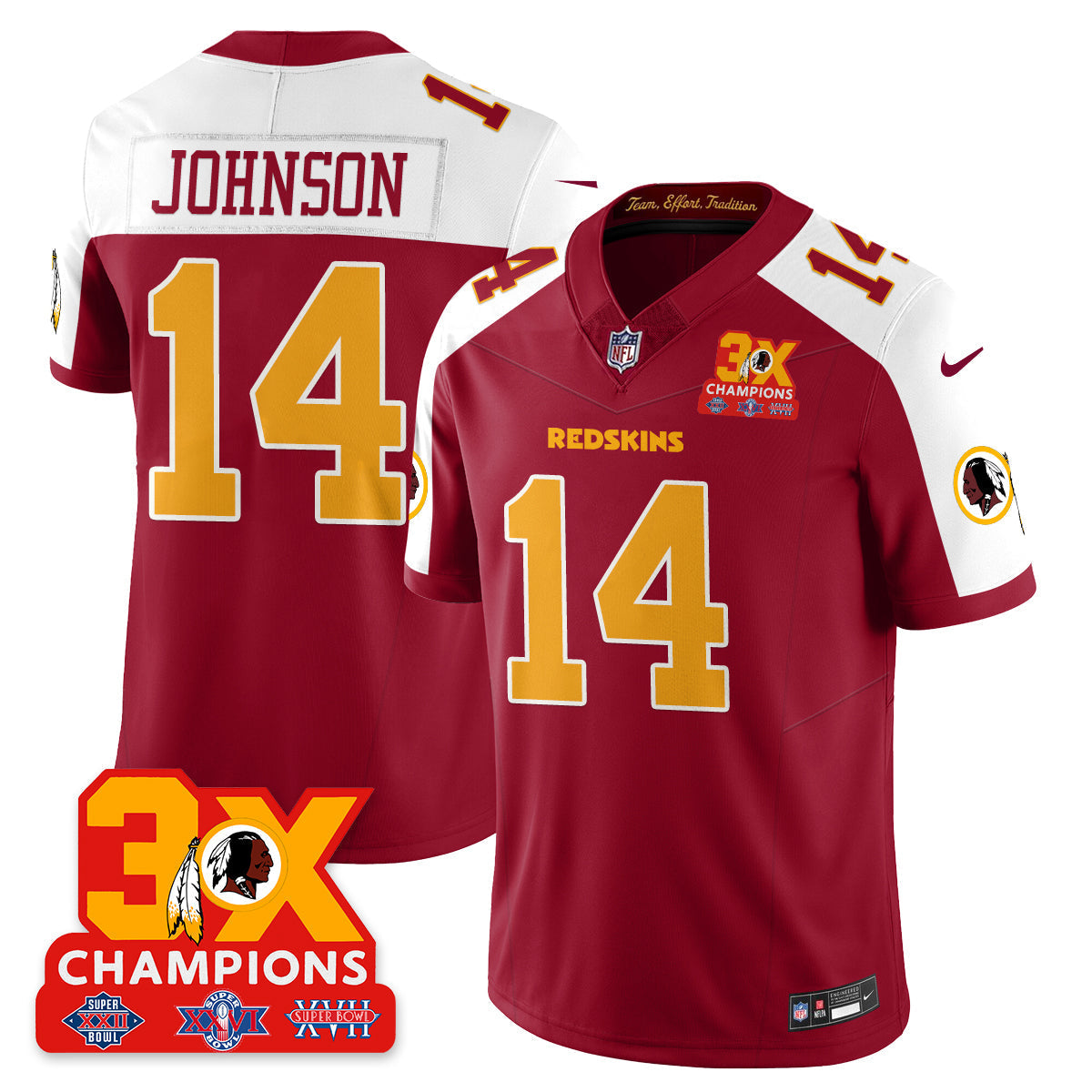 WAS 3-Time Champions Patch Vapor Limited Throwback Jersey