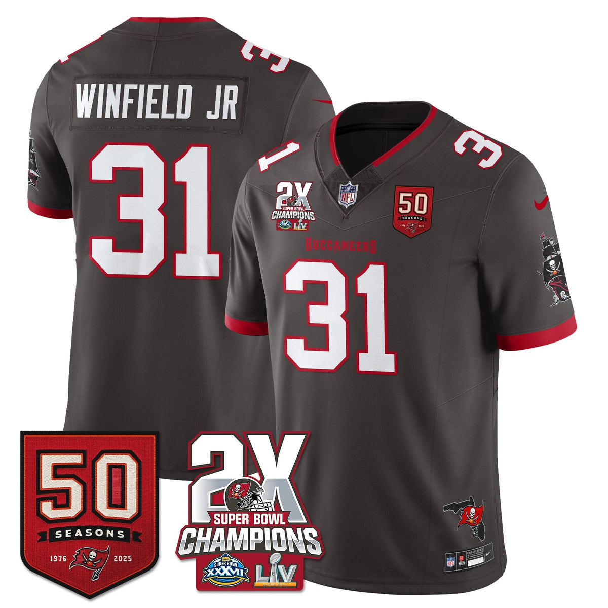 TB 2-Time Champions Patch Vapor Limited Jersey
