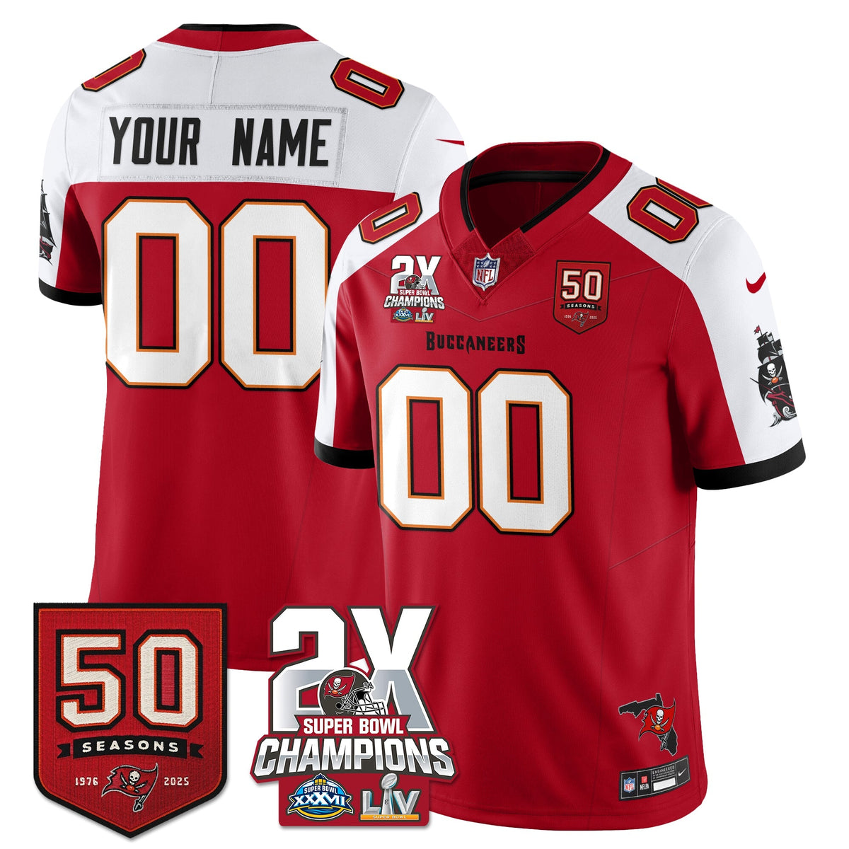 TB 2-Time Champions Patch Vapor Limited Jersey