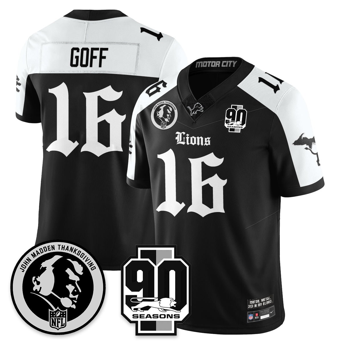 DET 'Gothic 90th Season' Vapor Limited Jersey - John Madden Patch