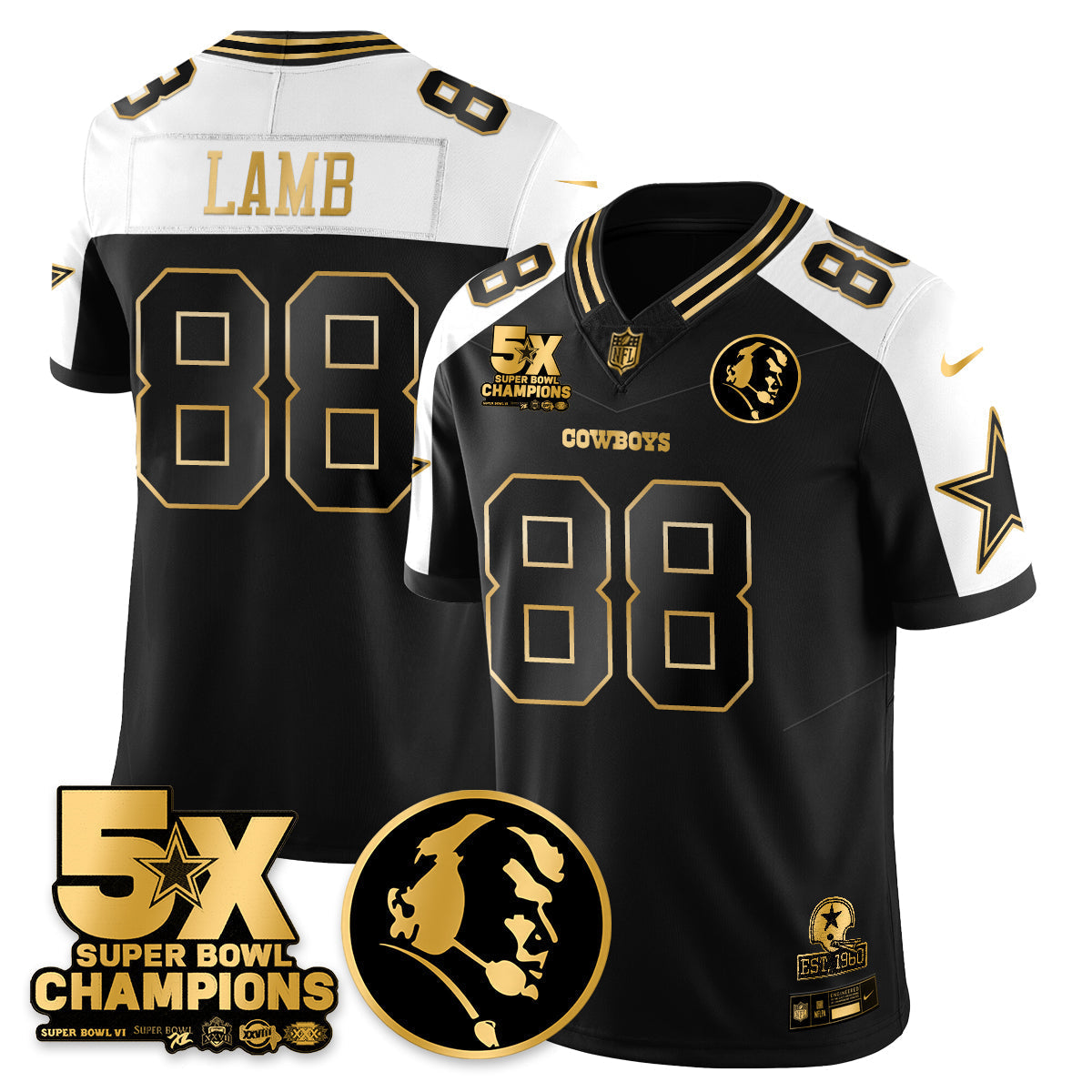 DAL 5-Time Champions Vapor Limited Gold Jersey - John Madden Patch