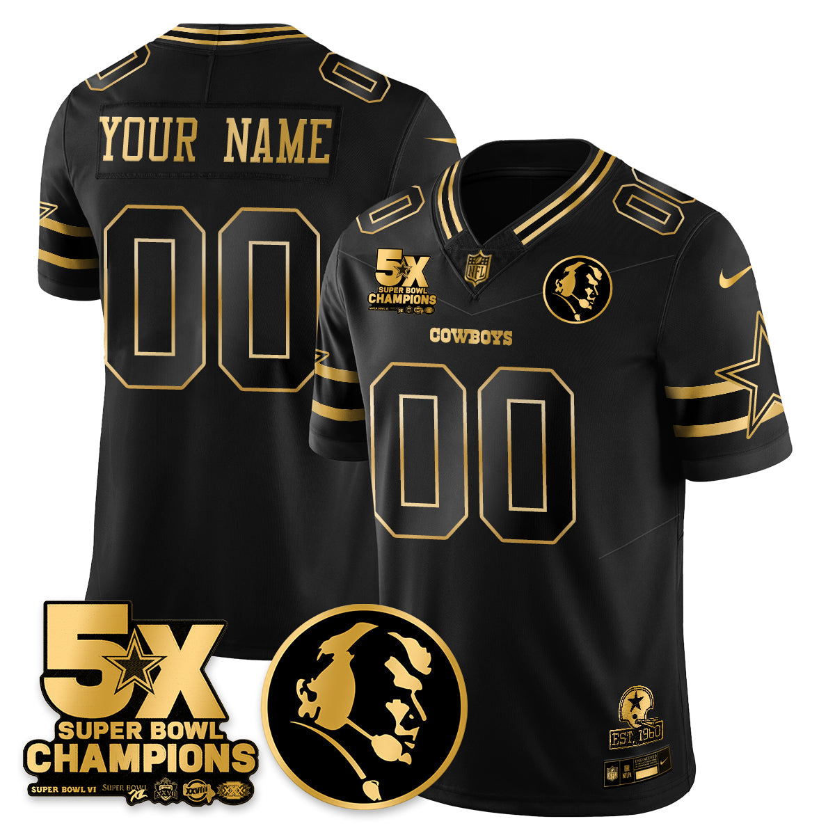 DAL 5-Time Champions Vapor Limited Gold Jersey - John Madden Patch