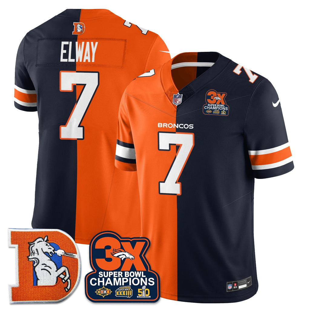 DEN 3-Time Champions Patch Throwback Vapor Limited Split Jersey