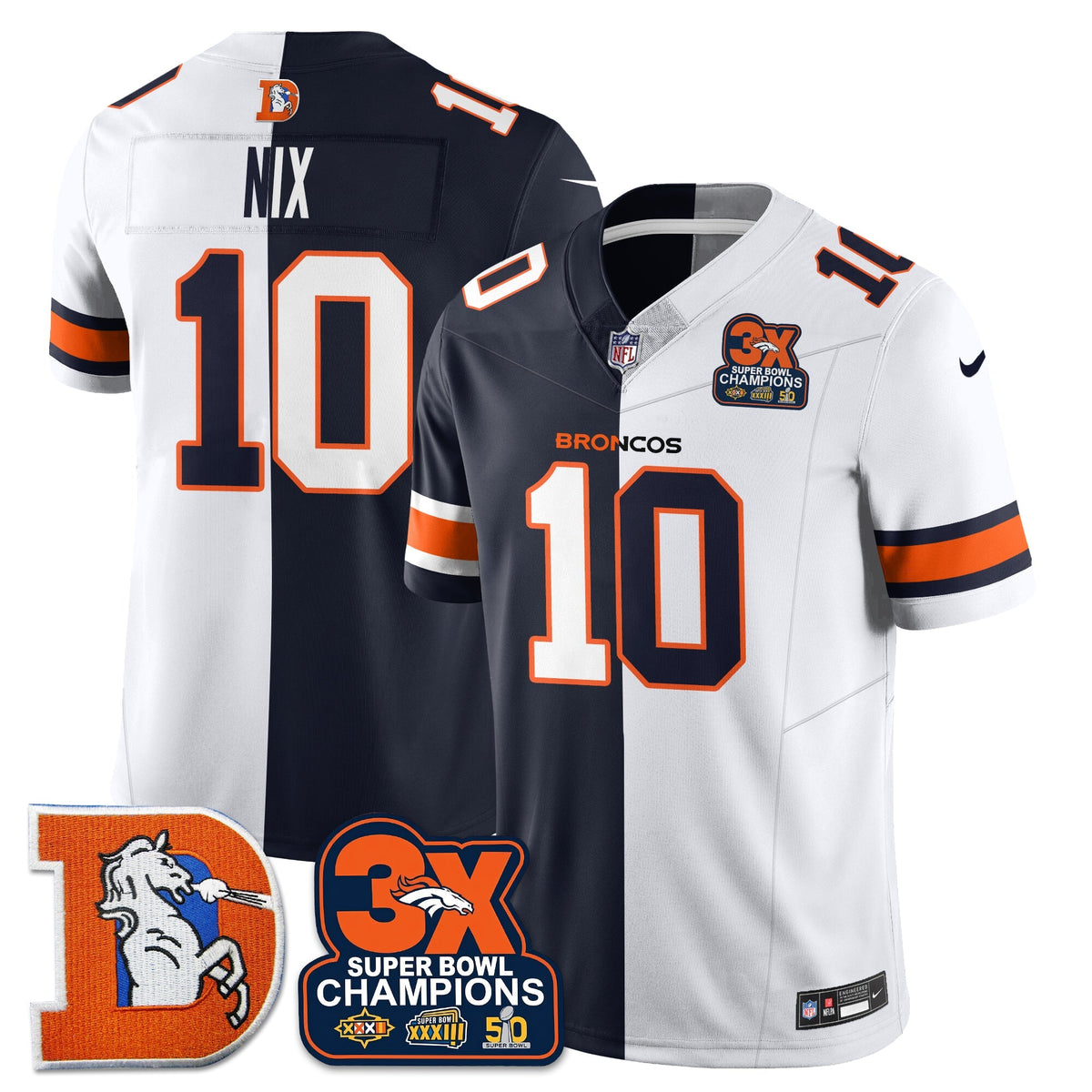 DEN 3-Time Champions Patch Throwback Vapor Limited Split Jersey