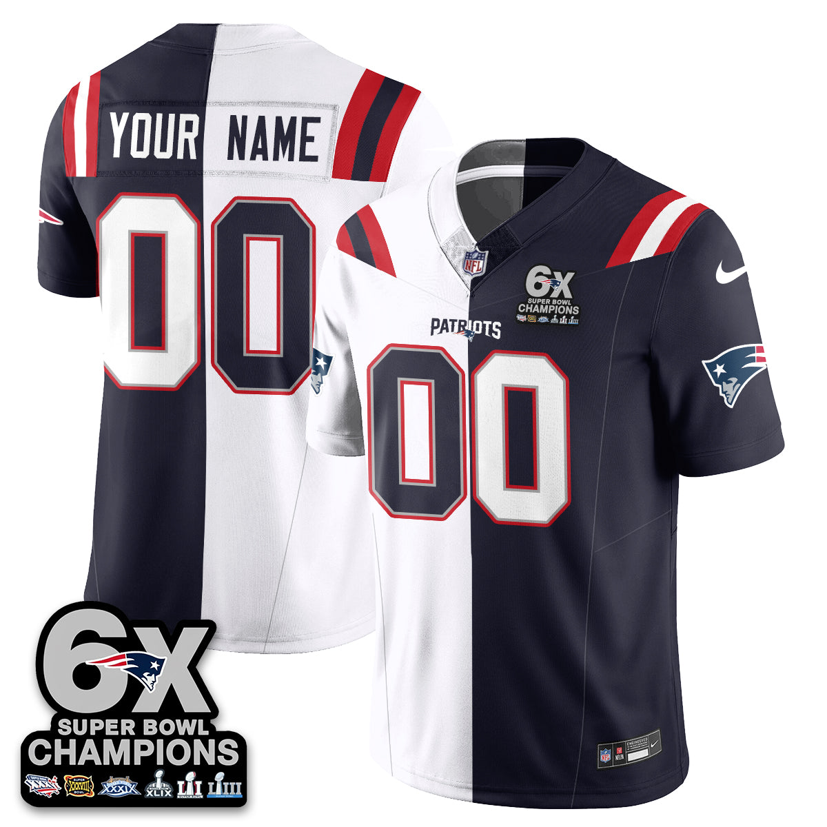 NE 6-Time Champions Patch Vapor Limited Split Jersey