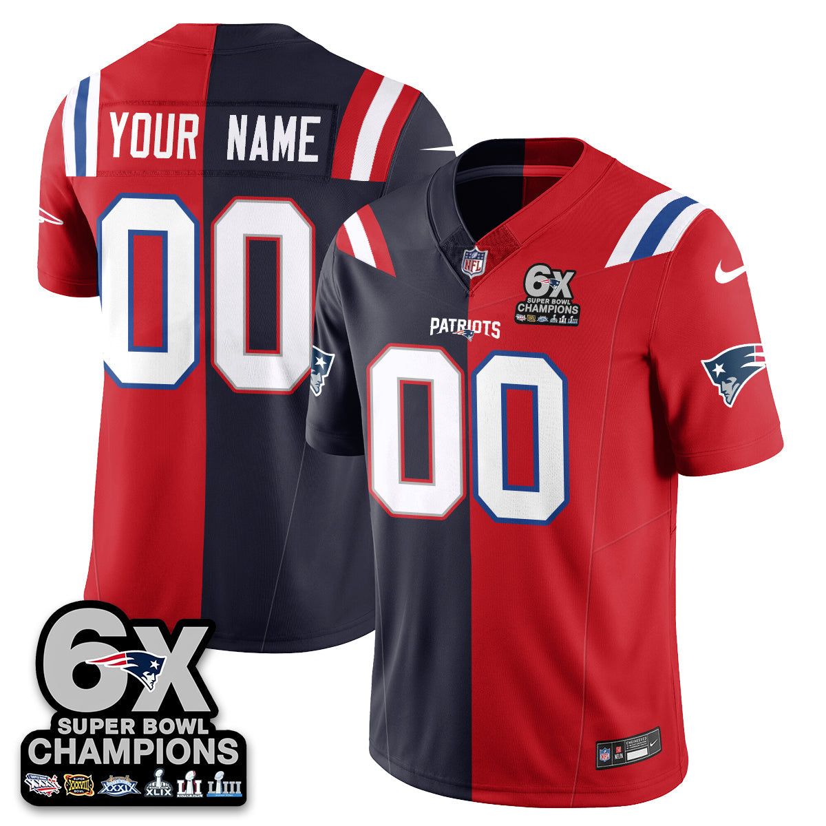 NE 6-Time Champions Patch Vapor Limited Split Jersey