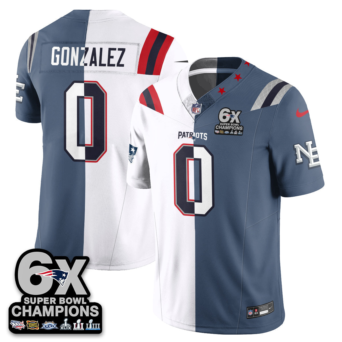 NE 6-Time Champions Patch Vapor Limited Split Jersey