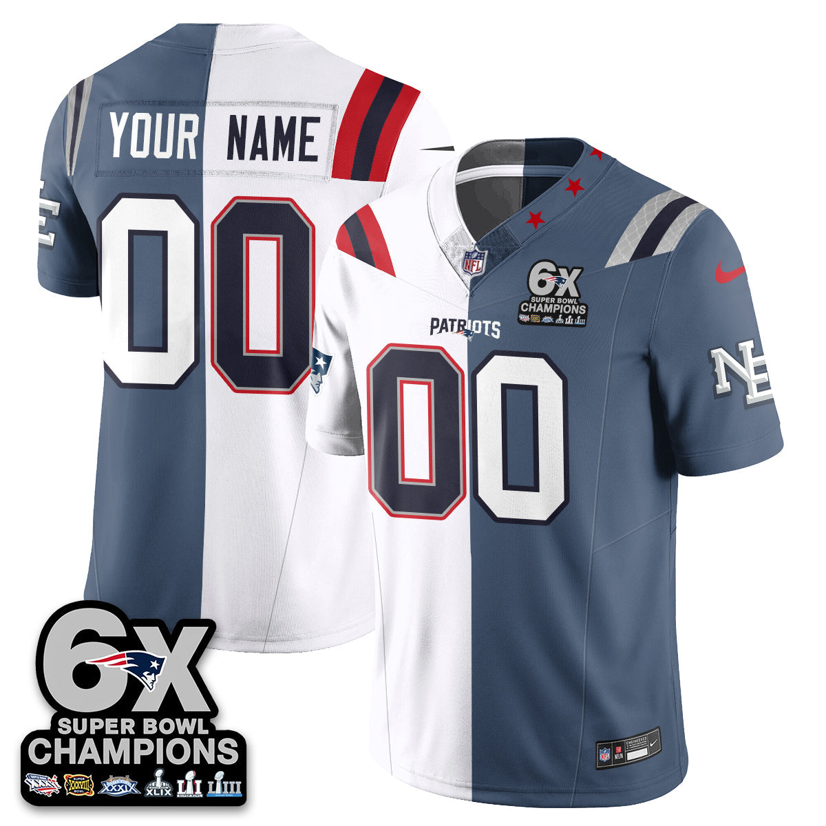 NE 6-Time Champions Patch Vapor Limited Split Jersey