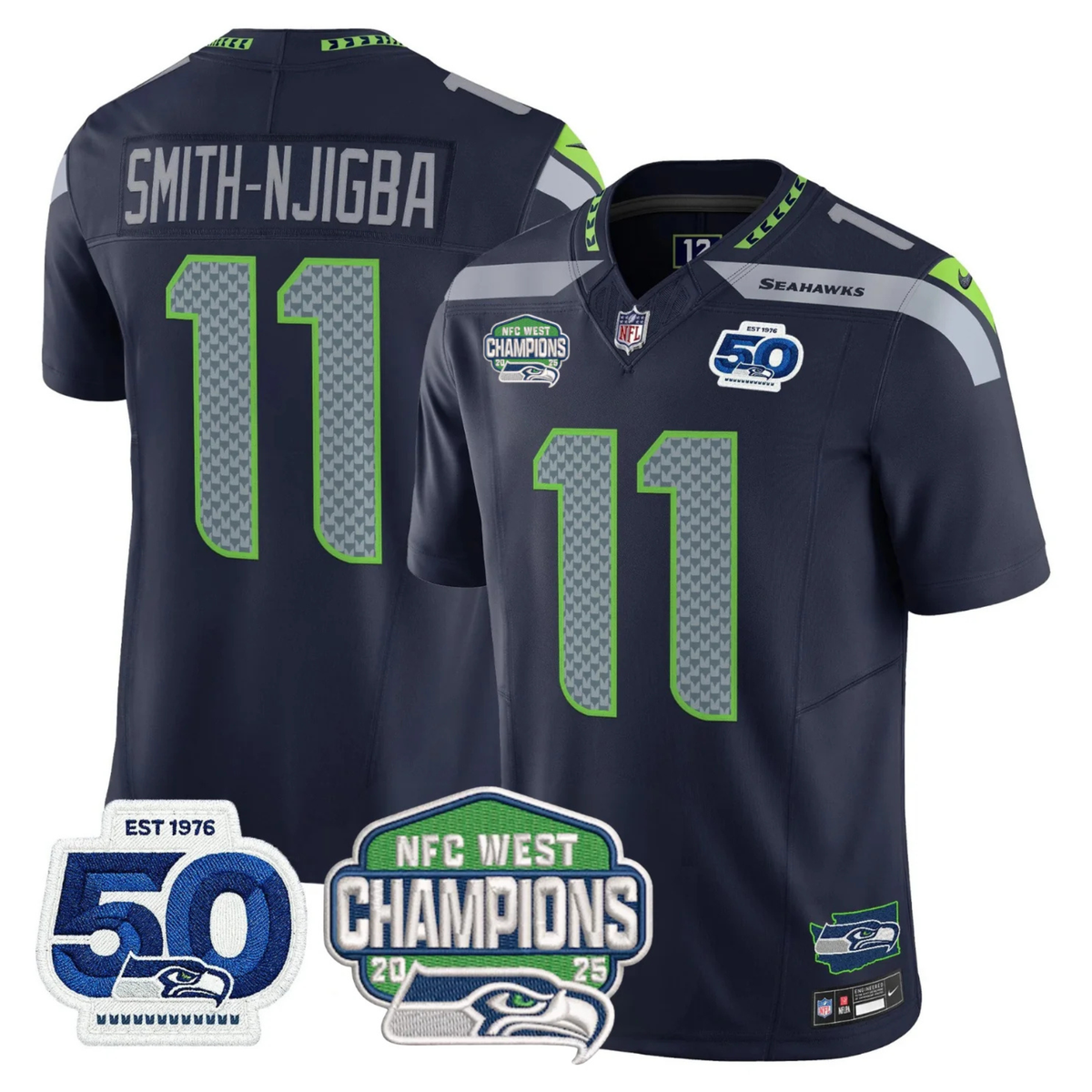 SEA 50th & NFC West Champions Patch Vapor Limited Jersey