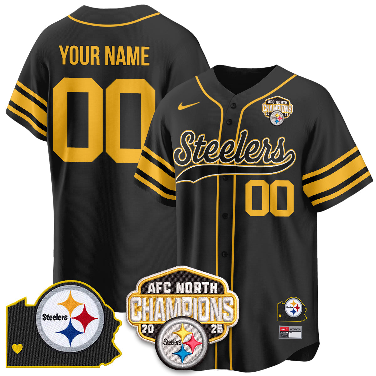 PIT AFC North Division Champions Vapor Limited Baseball Jersey - All Stitched