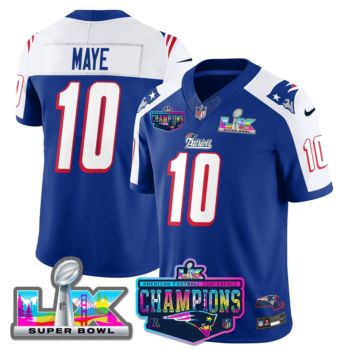 NE 1996 Throwback Limited Vapor Jersey - 2025 AFC Champions Limited Patch