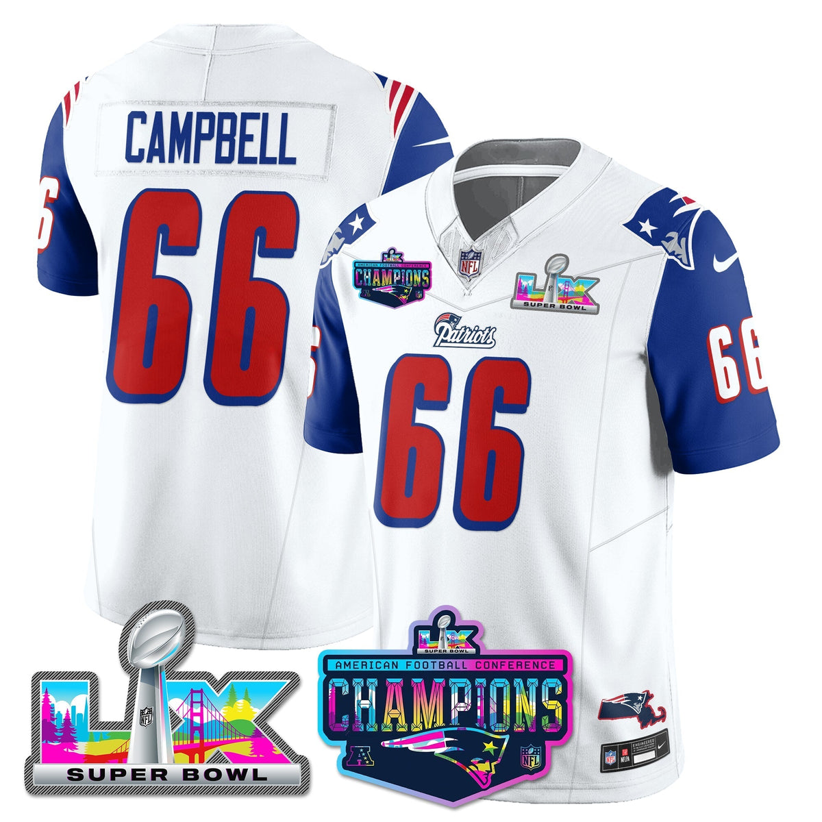 NE 1996 Throwback Limited Vapor Jersey - 2025 AFC Champions Limited Patch